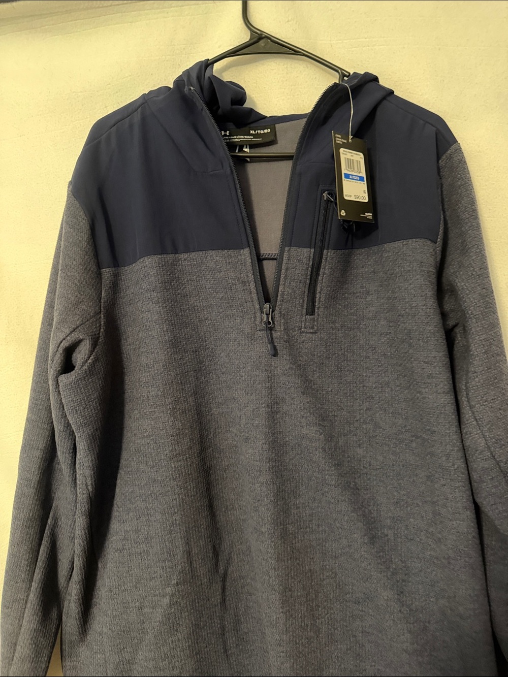 Under Armour Navy and Heather Gray Quarter-Zip Hooded Pullover